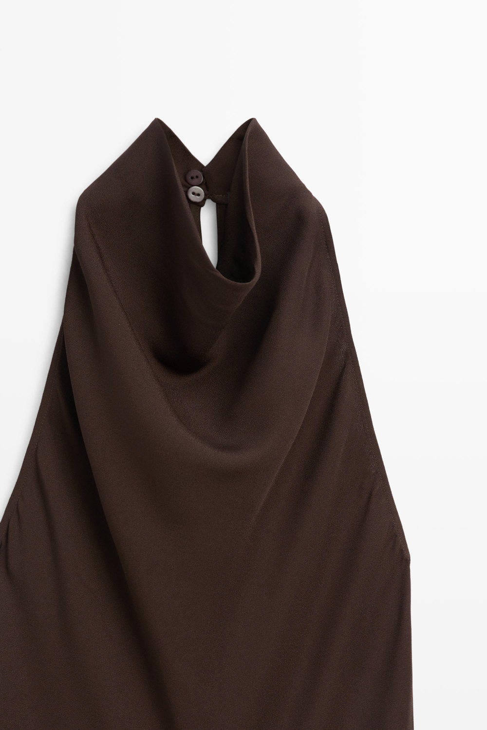 Massimo Dutti Платье миди халтер с поясом, коричневый