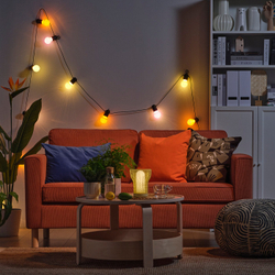 IKEA SOLVINDEN  (ИКЕА СОЛВИНДЕН)  -  Гирлянда светодиодная, 12 ламп - для улицы/разноцветная