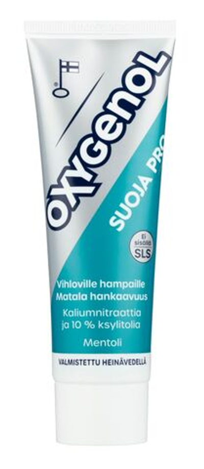 OXYGENOL зубная паста Suoja Pro без SLS, с фтором и вкусом ментола 75 мл (из Финляндии)