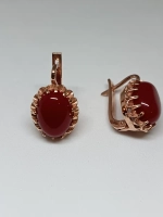 Серьги бижутерные с кораллом прессованным