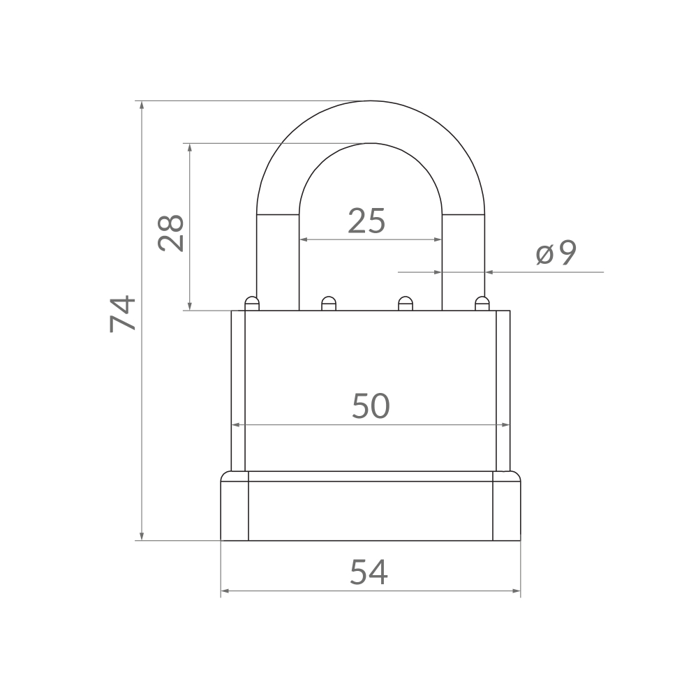 Замок навесной PK-6550 3 key англ.