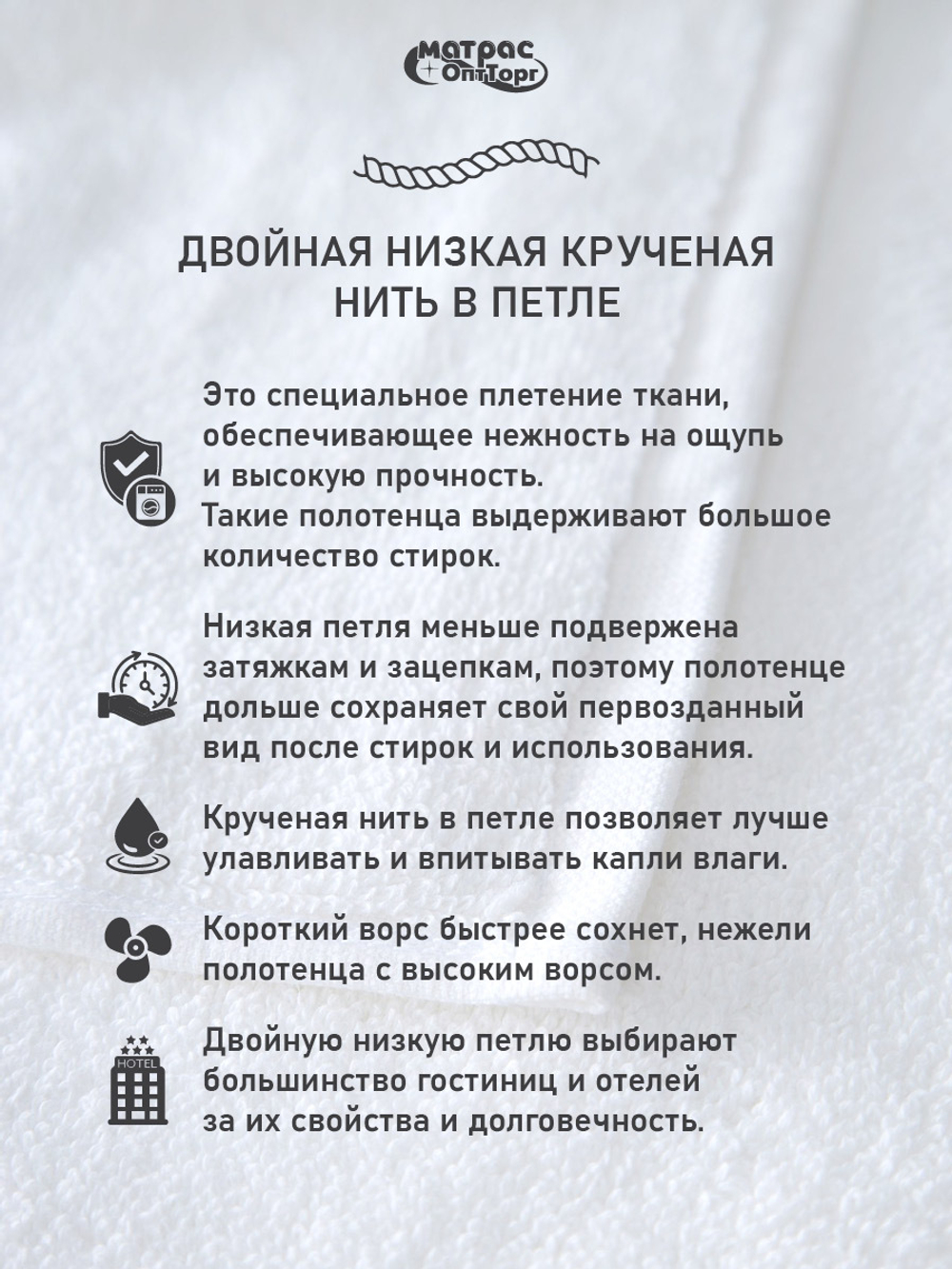 Набор полотенец для отеля 500гр махровых белых двойная петля 3шт (40х70 см)