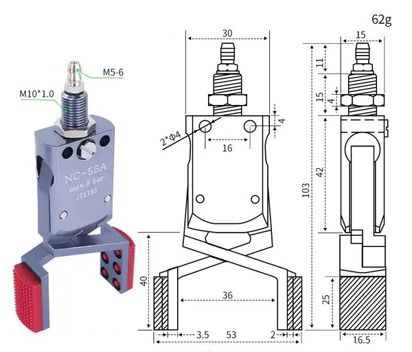 Mini-nc-55a (internal support range: 55-80mm) external teeth without detection