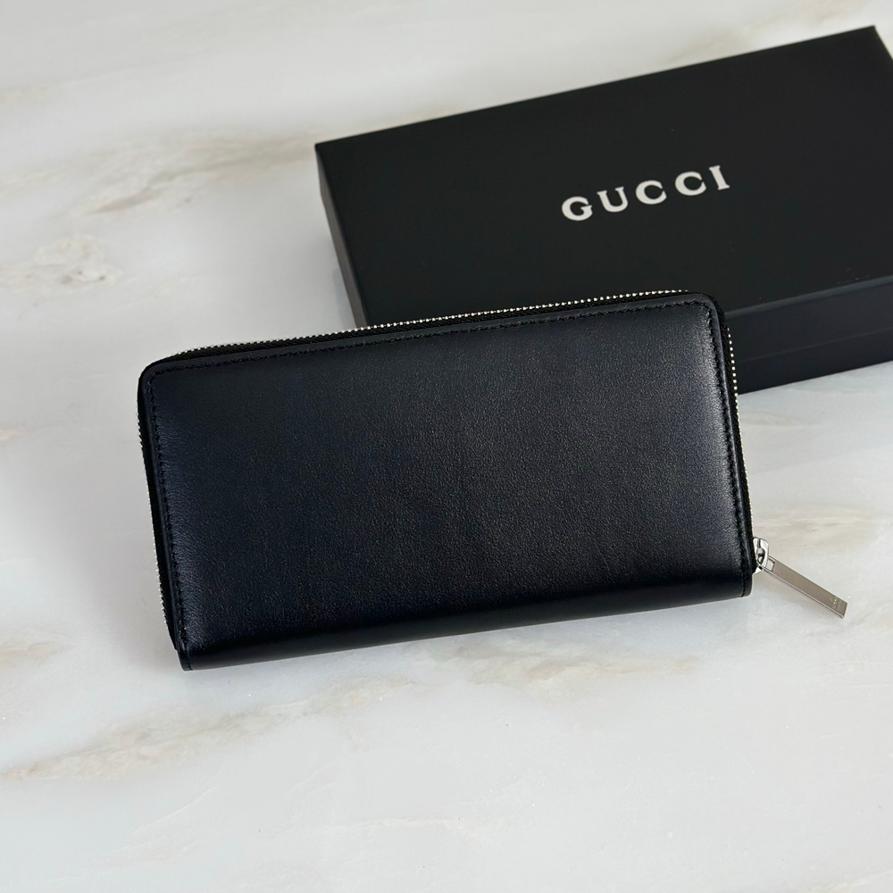 Кошелёк Gucci на молнии с чёрной отделкой GG — чёрный — фото 2