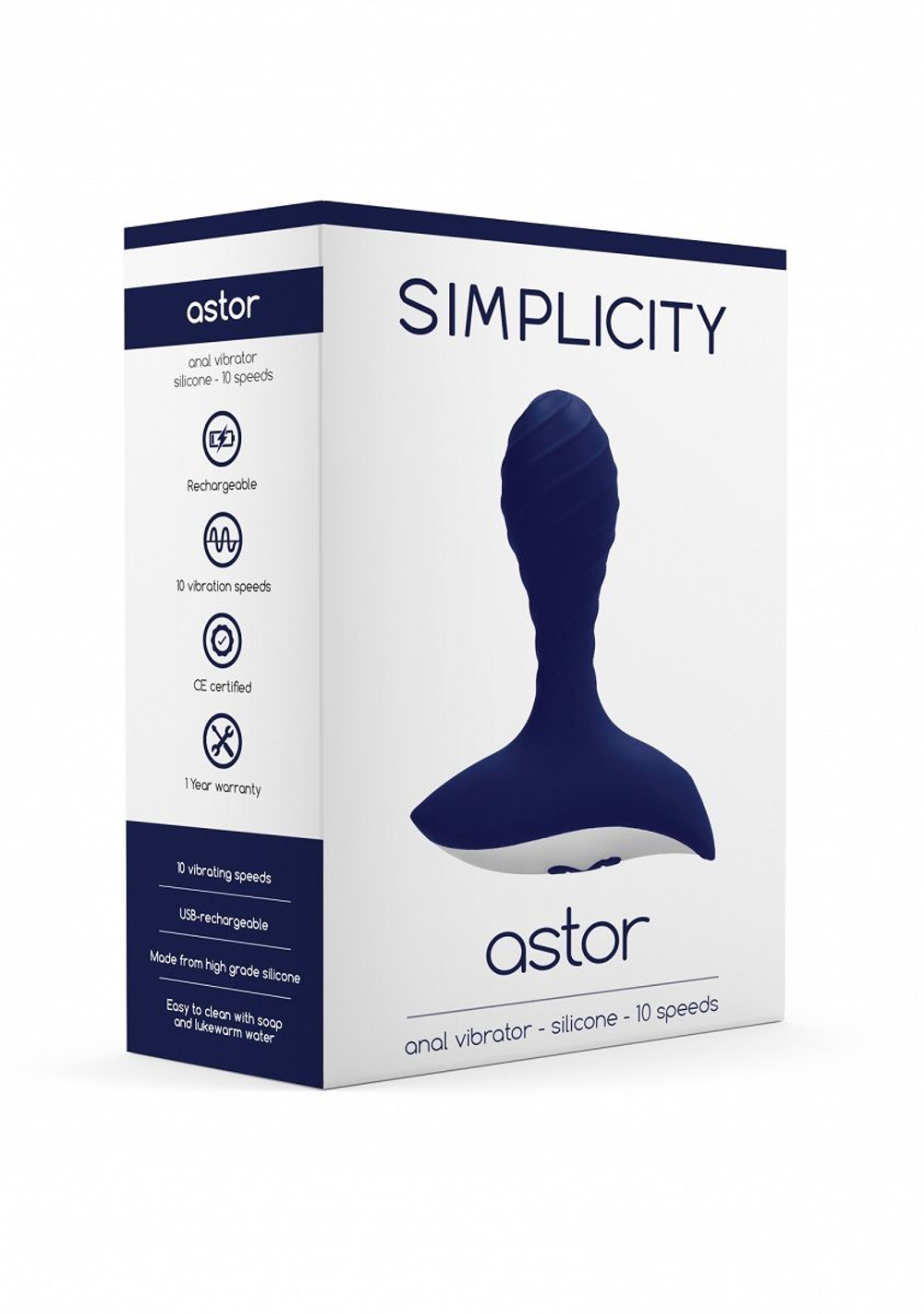 Синий анальный вибростимулятор Astor Anal Vibrator (Цвет: синий)