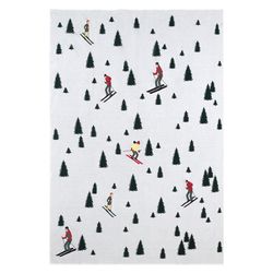 Плед вязаный с новогодним рисунком Лыжники из коллекции New Year Essential,130х180 см