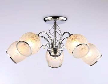 Люстра на штанге 5*Е27 TR3188 хром/прозрачный/белый матовый Traditional Ambrella