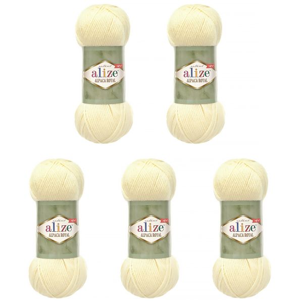 Пряжа Alize (Ализе) Alpaca Royal New / уп.5 мот. по 100 г, 250м, (1 крем)