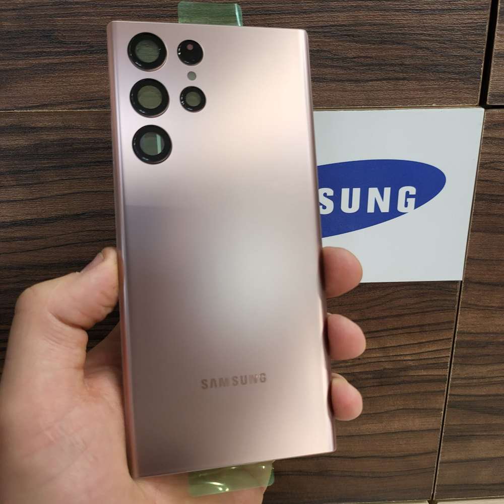 Крышка для Samsung S22 Ultra - задняя стеклянная панель "хорошее качество" (золотисто-бронзового цвета)