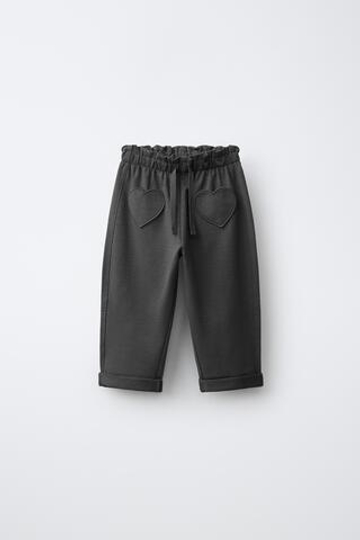 ZARA ТРИКОТАЖНЫЕ БРЮКИ-ШАРОВАРЫ, ТЕМНЫЙ АНТРАЦИТ