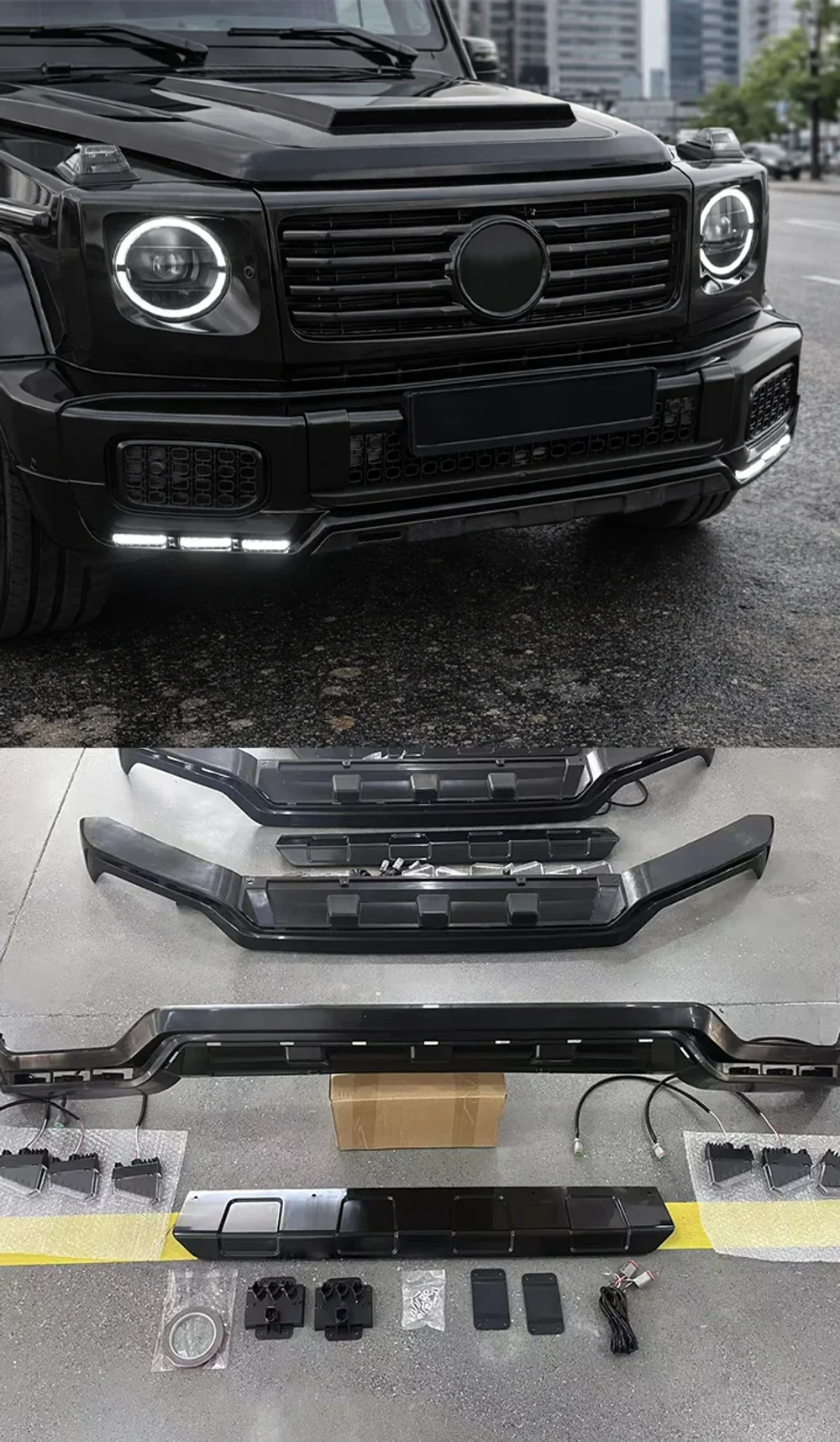 Губа переднего бампера со светом для Mercedes-Benz G-Class W465 G63 G500 G450d 2025+ гелик гелентваген