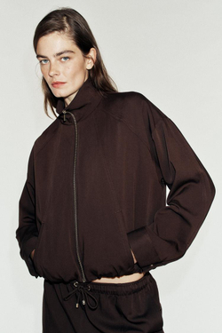 ZARA БОМБЕР С ВОРОТНИКОМ-СТОЙКОЙ, КОРИЧНЕВЫЙ
