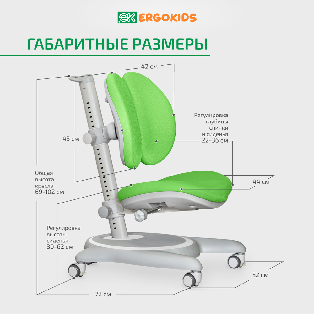Стул для школьника Ergokids Ortoback Duo