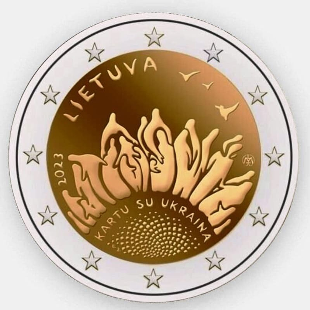 2 евро 2023 Литва, вместе с Украиной