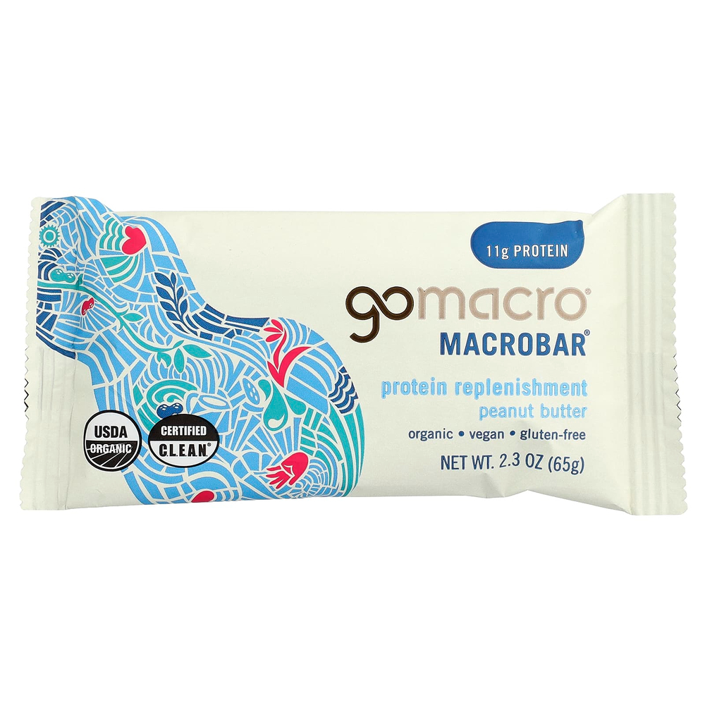 GoMacro, MacroBar®, протеиновый батончик, арахисовая паста, 12 батончиков, 65 г (2,3 унции) каждый