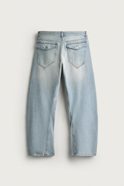 ZARA ДЖИНСЫ LOOSE FIT С ПОВОРОТНЫМИ ШВАМИ, ГОЛУБОЙ