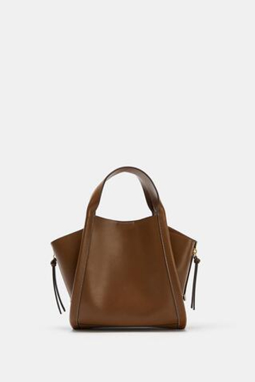 ZARA СУМКА CITY С ПЛЕЧЕВЫМ РЕМНЕМ, КОРИЧНЕВЫЙ