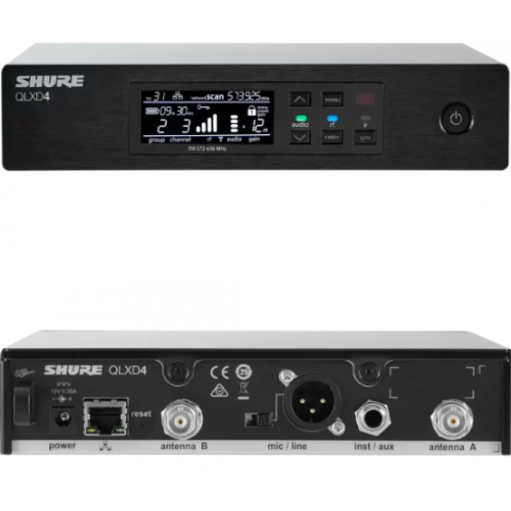 Shure QLXD4E — цифровой одноканальный приемник (24 бит, Ethernet, AES-256)