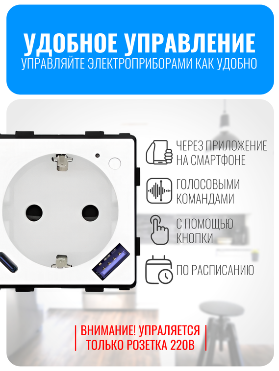 Умная ZigBee розетка с зарядным устройством USB и Type-C Smart Aura серия Classic без рамки