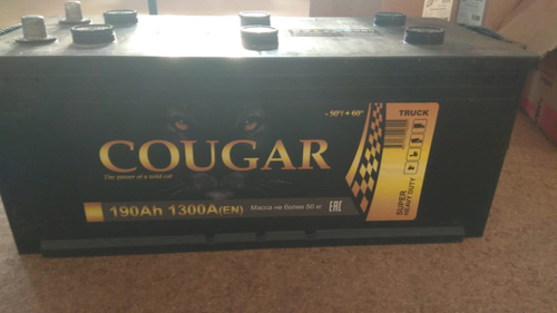 Купить Аккумулятор 6СТ-190 А.ч., о.п., R+, COUGAR Power (конус) + слева