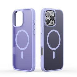 Прозрачный матовый чехол с рамками фиолетового цвета (Light Purple) и с MagSafe от Dux Ducis для iPhone 16 Pro Max, серия Yind Series Case