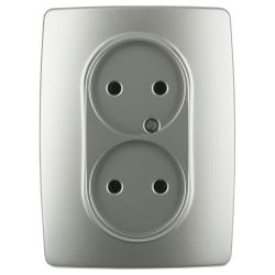 Розетка ЭРА Серия 12 12-2107-15 двойная без заземления 2X2P 16A-250В IP20 перламутр | Эра 12