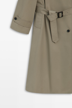 Massimo Dutti Двубортный тренч, бежевый