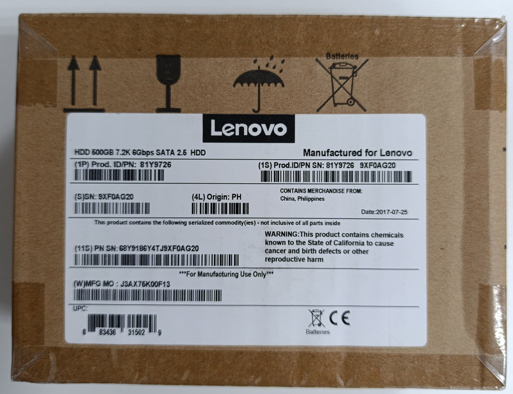 Жесткий диск HDD 500 Gb SATA 6Gb/s IBM <81Y9727/81Y9726> 2.5" 7200rpm
