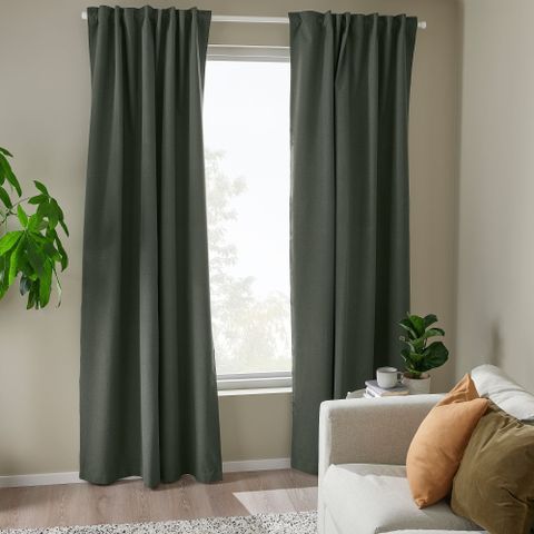 Комплект штор IKEA ROSENMANDEL (РОЗЕНМАНДЕЛ), Темно-зеленый, 135х250 см, 2 шт