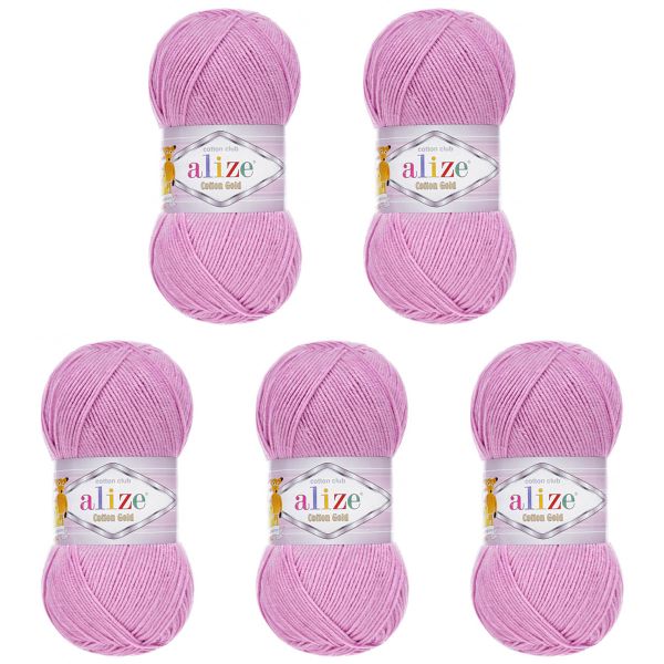 Пряжа Alize (Ализе) Cotton Gold / уп.5 мот. по 100 г, 330м, 098 розовый A