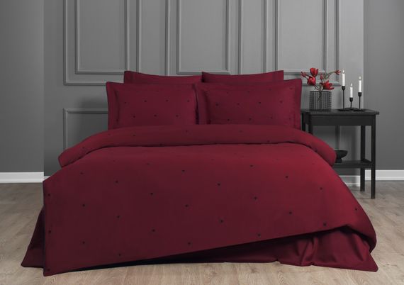 Постельное белье TIAMO красный - чёрный сатин deluxe TIVOLYO HOME Турция