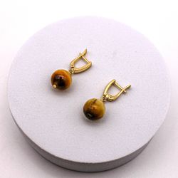 Серьги — медовый тигровый глаз