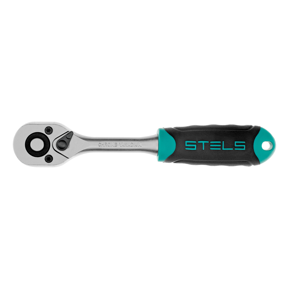 Ключ-трещотка 1/4", CrV, 72 зуба, с быстрым сбросом, матовый хром Stels