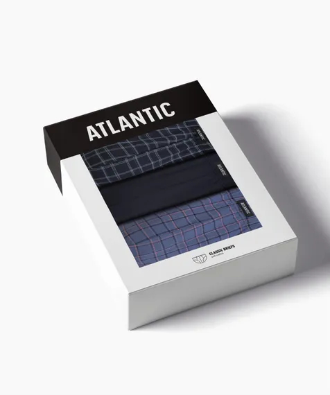 Мужские трусы (3шт) слипы классика  Atlantic 3MP-216, хлопок, темно-синий + темно-синий + деним