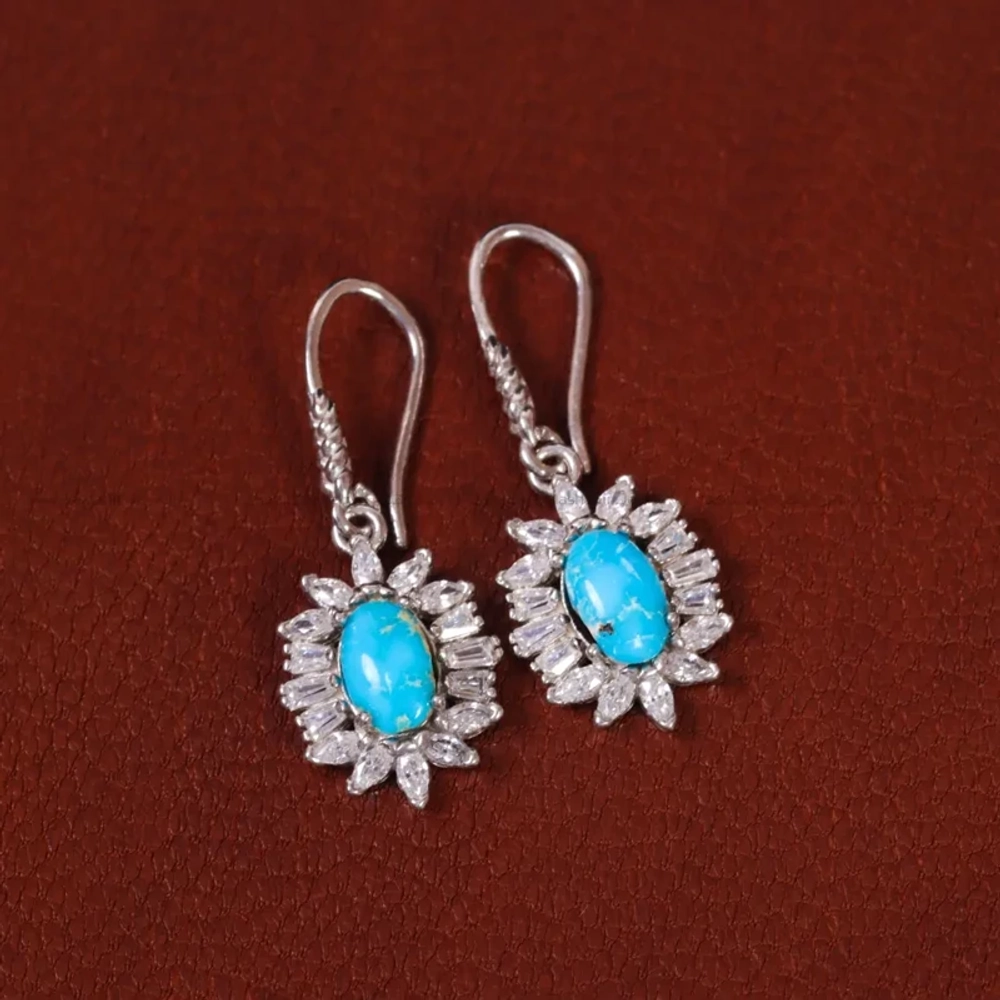 Серебряные серьги с бирюзой Mashahir 35193 Иран