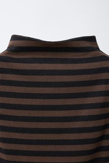 ZARA ТОП ИЗ ХЛОПКА И МОДАЛА С ПРОЙМОЙ, ПОЛОСКИ