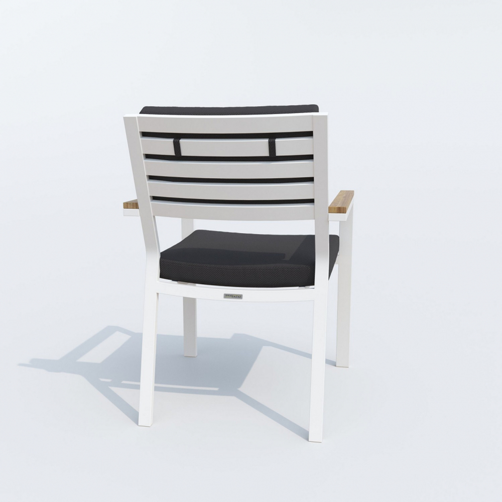 Обеденная группа Ideal Patio ТЕЛЛА  БОНТА  каркас белый, стол тик 200, ткань антрацит