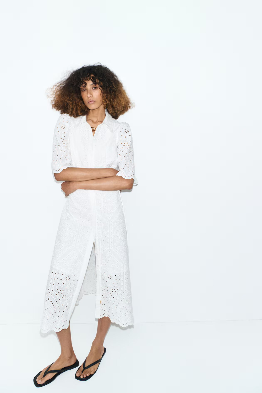 Хлопковое платье с вышивкой - H&M