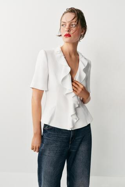 БЛЕЙЗЕР С КОРОТКИМИ РУКАВАМИ И ВОЛАНАМИ — ZARA