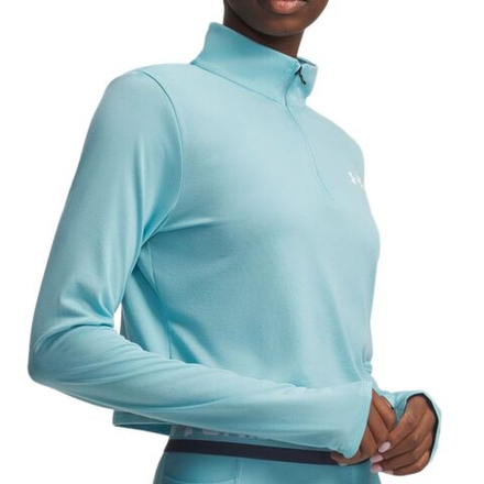 Женская теннисная футболка (длинный рукав) Under Armour Tech Branded 1/2 Zip - blue haze/lumos lime/white