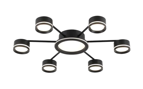 Люстра потолочная Rilon 9502/6+1 BLACK, 6×15 Вт, чёрная