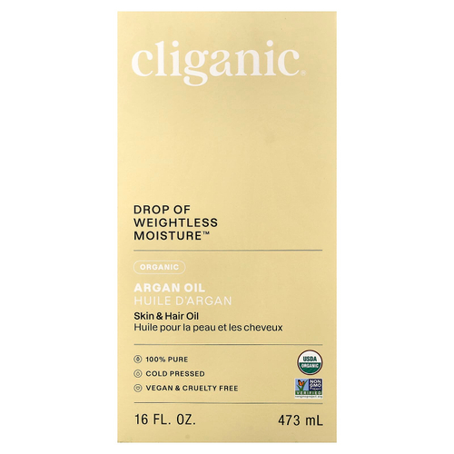 Cliganic, Drop of Weightless Moisture™, органическое аргановое масло, 473 мл (16 жидк. унций)