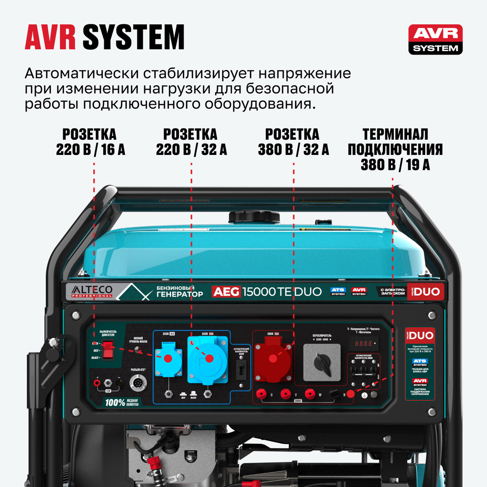 Бензиновый генератор ALTECO AEG 15000 TE DUO
