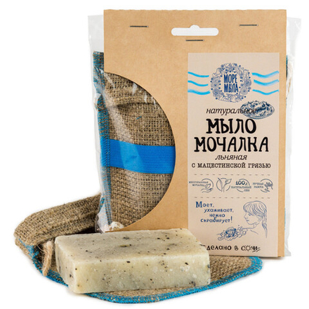 Мыло-мочалка льняная с Мацестинской Грязью, 110 г