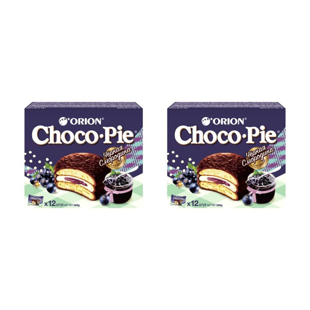 Orion Choco-Pie Черная смородина пирожное, 360 г, 2 шт