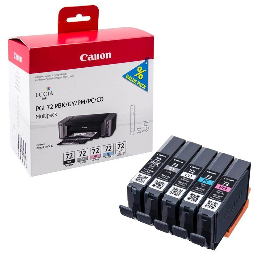 Комплект картриджей Canon PGI-72 PBK/GY/PM/PC/CO черный, серый, фото-пурпурный, фото-голубой, глянцевый
