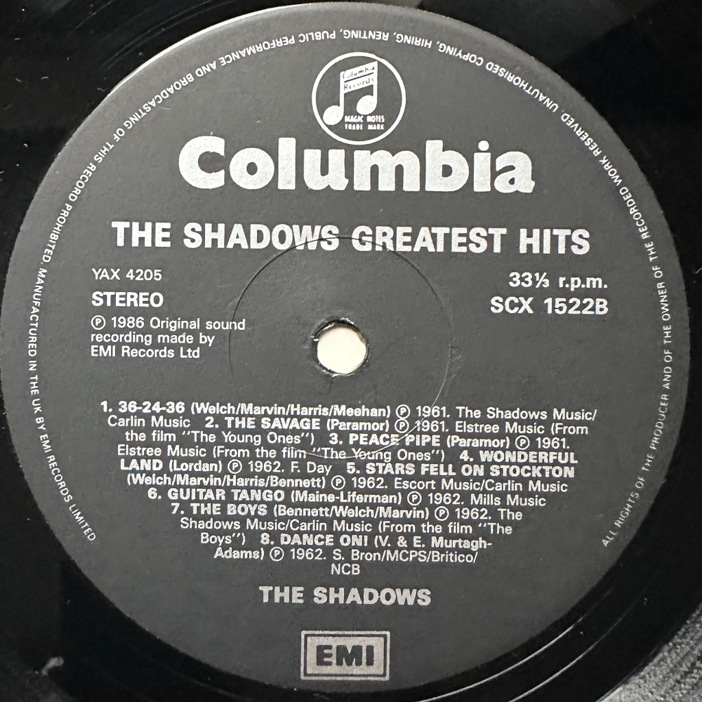 The Shadows - The Shadows' Greatest Hits (Англия 1986г.)