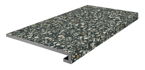 KERAMA MARAZZI БРИЧИОЛА Ступень клееная фронтальная чёрный матовый обрезной 33x60 / 9 мм. / KM6060G0001RGCF