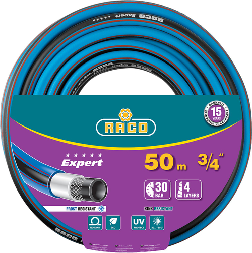 Шланг поливочный 3/4″ 50 метров 30 атм. четырёхслойный армированный RACO EXPERT 40302-3/4-50