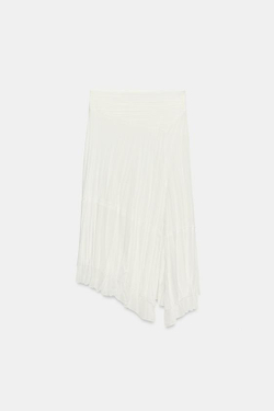 ZARA ЮБКА АСИММЕТРИЧНОГО КРОЯ ИЗ МЯТОЙ ТКАНИ, ЭКРЮ